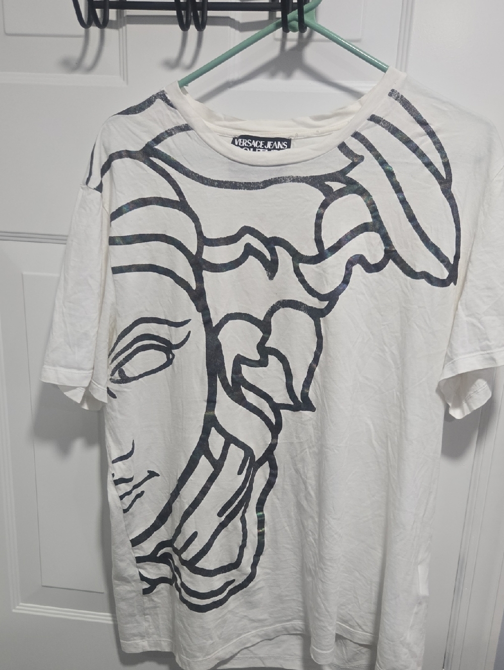 Versace Jeans Collection White Tee with Black Medusa Outline